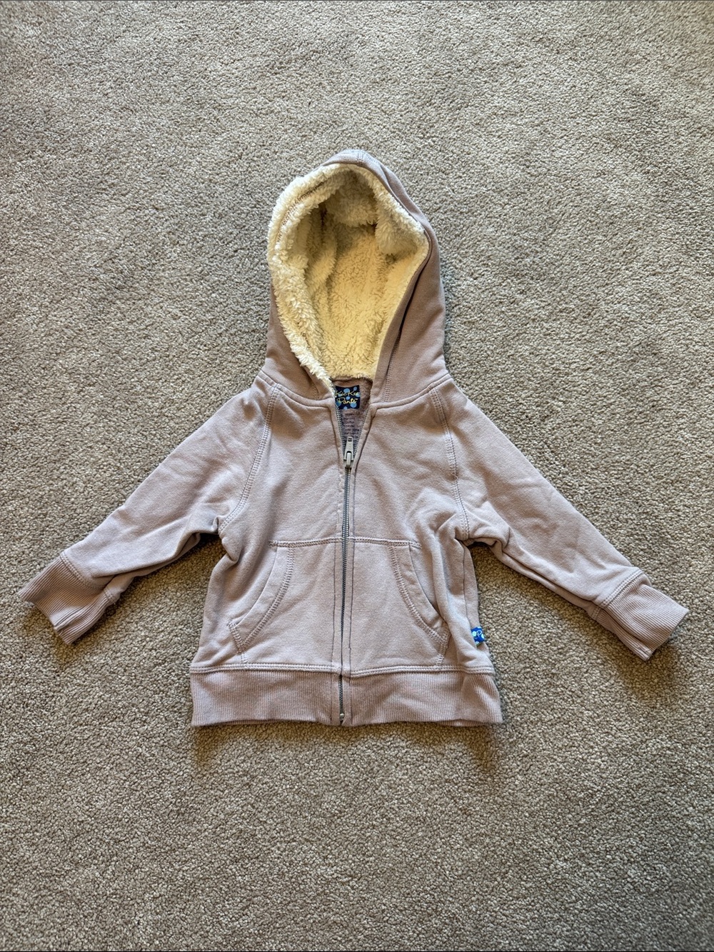 Kickee Pants Kids Zip Hoodie in Light Purple with White Sherpa Lining
